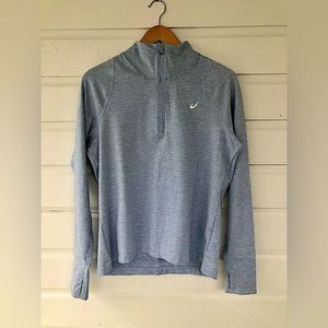 Asics Women's Thermopolis Half Zip Long Sleeve Shirt Size Medium in Mist Heather